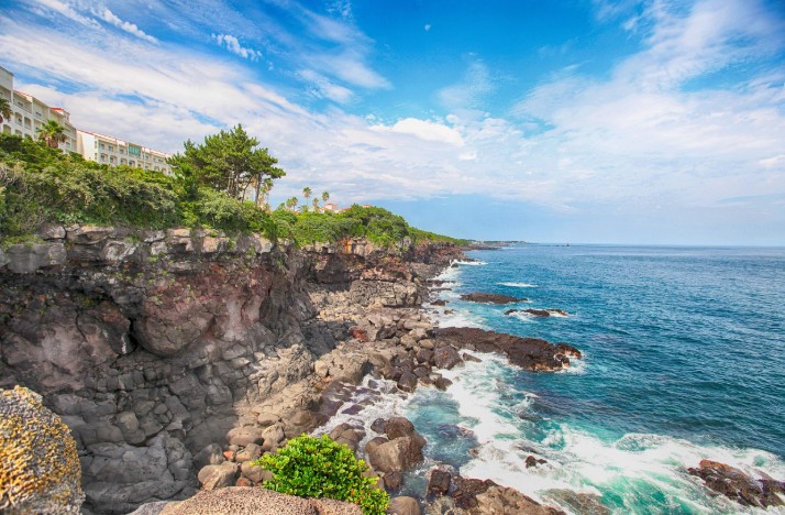 제주 바닷가 주상절리 이미지