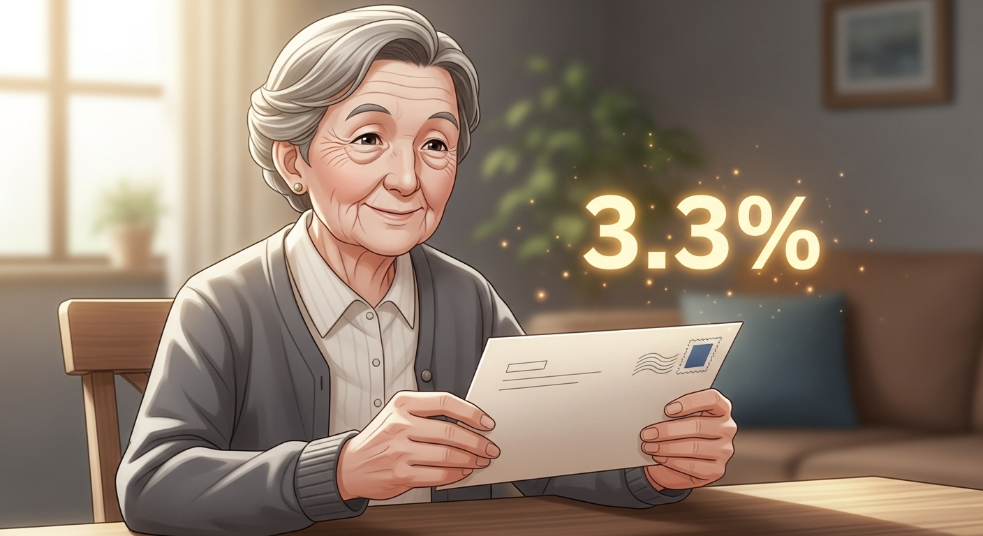 80세 이상 연금 수령자에게 3.3% 세율 혜택이 내려오는 일러스트