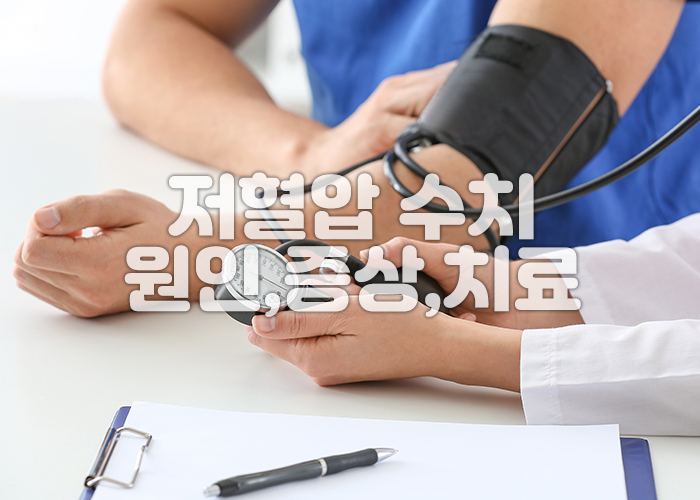 환자가 의사에게 혈압측정을 받고있다