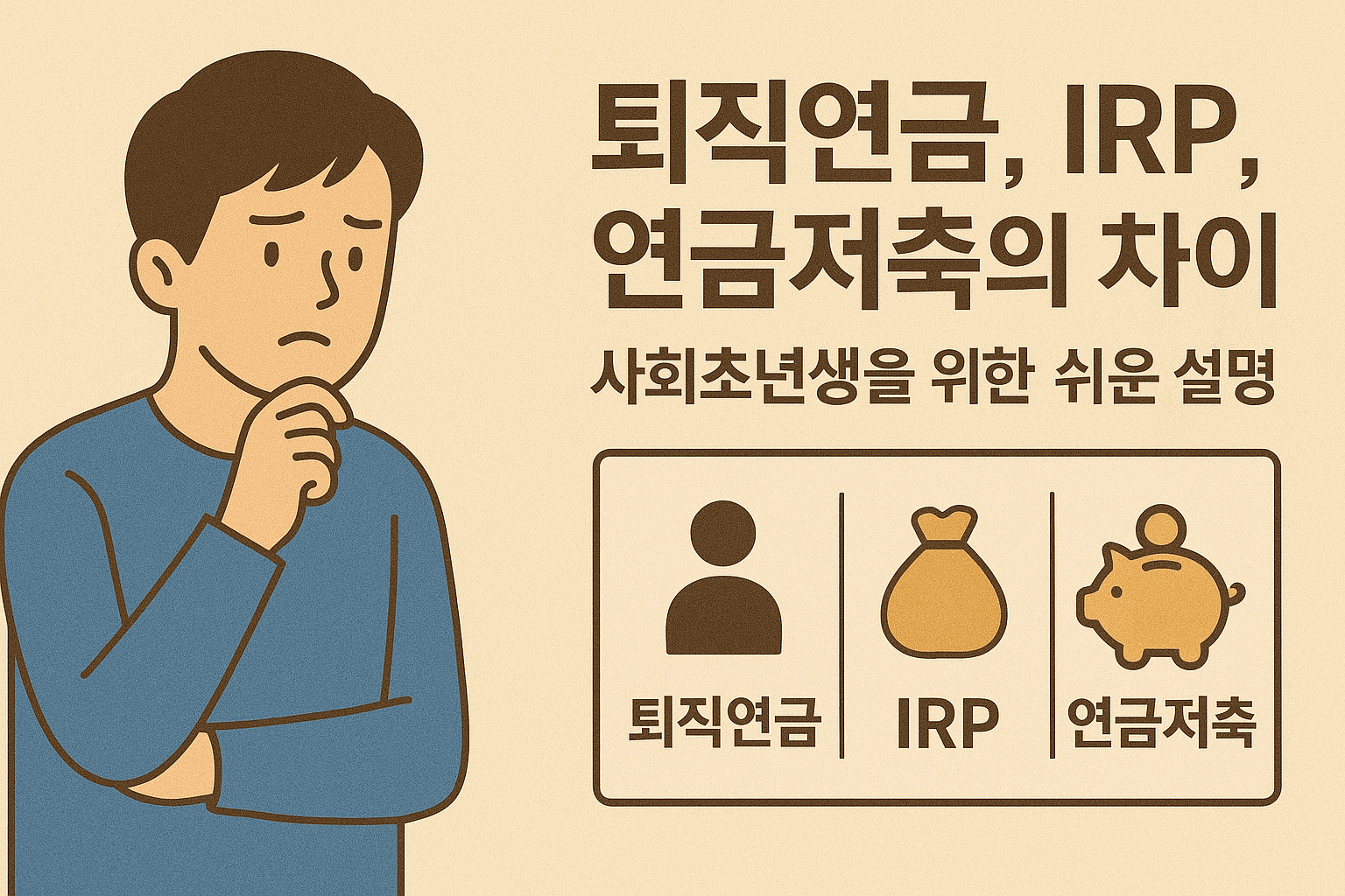 퇴직연금, IRP, 연금저축의 차이: 사회초년생을 위한 쉬운 설명