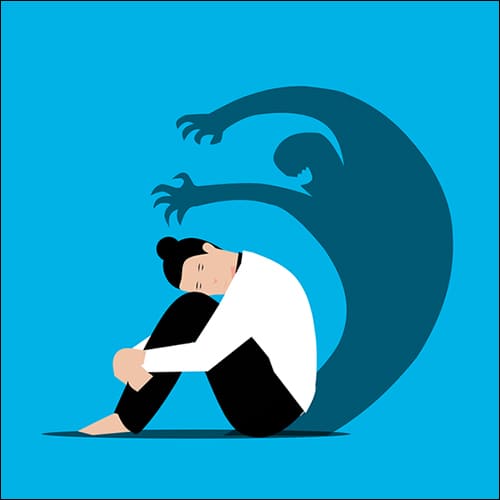 웅크린 여인과 그림자