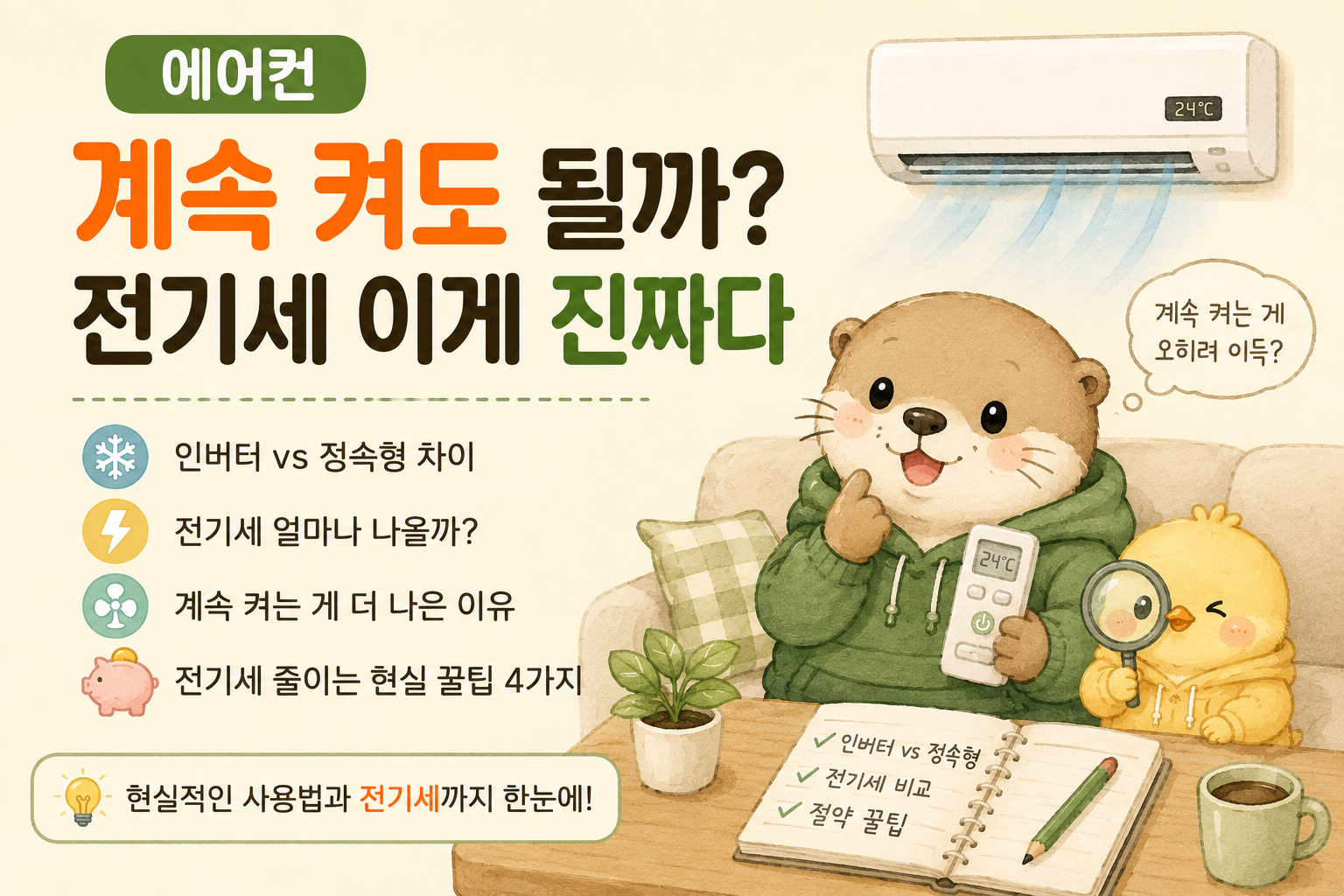 에어컨 계속 켜도 될까 전기세 인버터 정속형 차이 정리