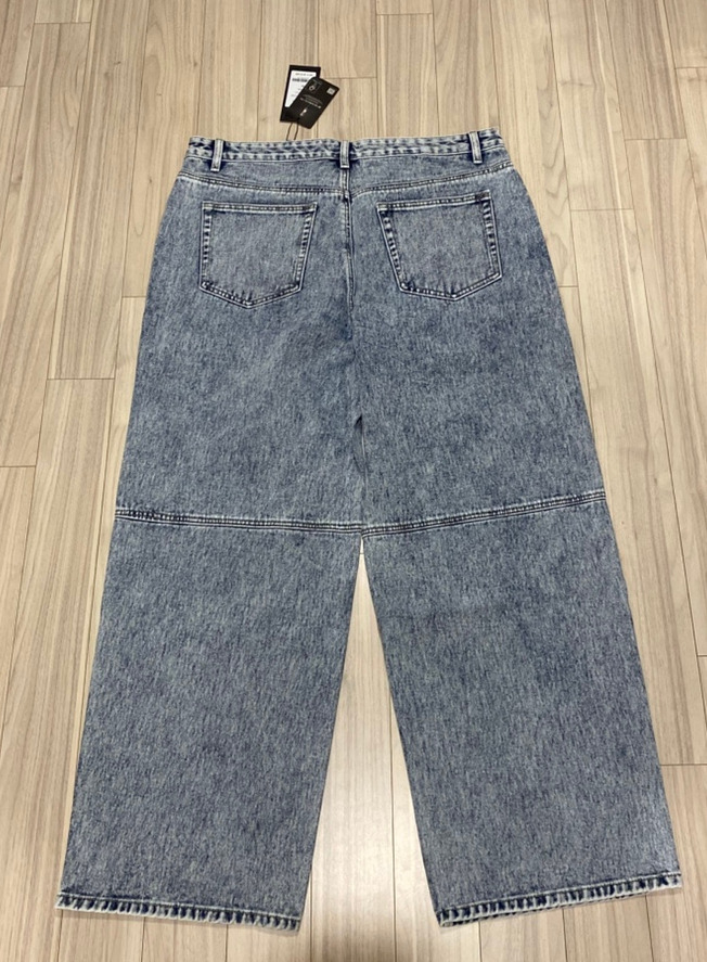 무신사스탠다드 패널드 니 와이드 데님 팬츠 [애시드 블루]