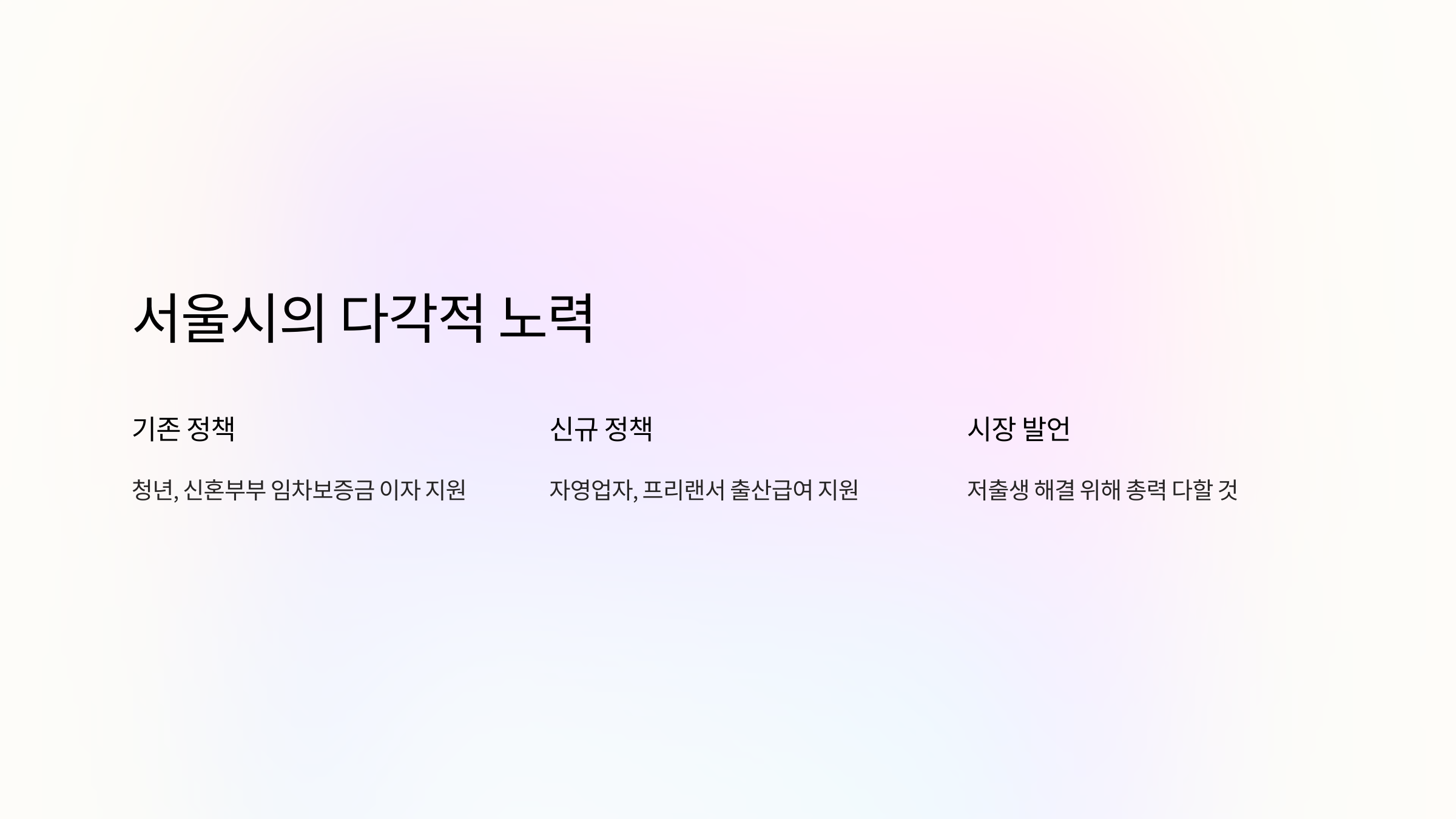 저출생 문제 해결을 위한 서울시의 다각적 노력