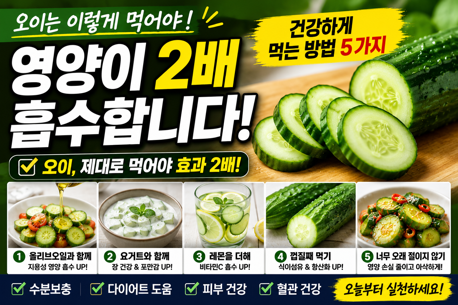 오이는 이렇게 먹어야 영양 흡수에 도움 됩니다｜건강하게 먹는 방법 5가지
