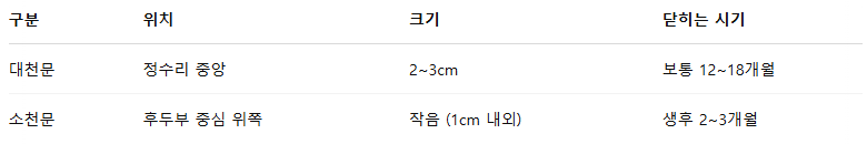 아기 대천문/소천문 차이점과 닫히는 시기, 목욕시킬 때 주의할 점