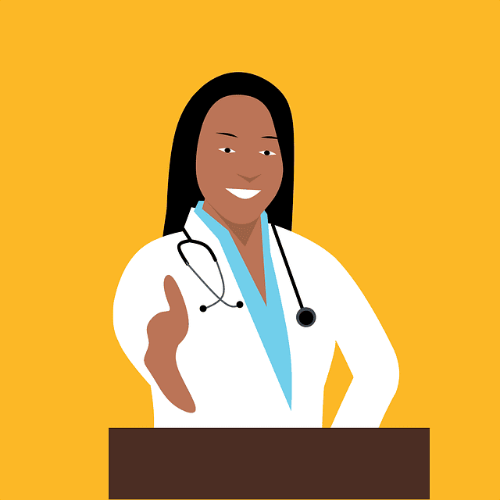 웃으며손을내미는여의사