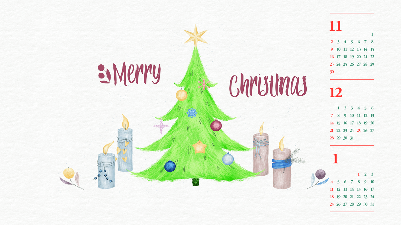 04 크리스마스트리 일러스트 B - 2025년12월 달력배경화면