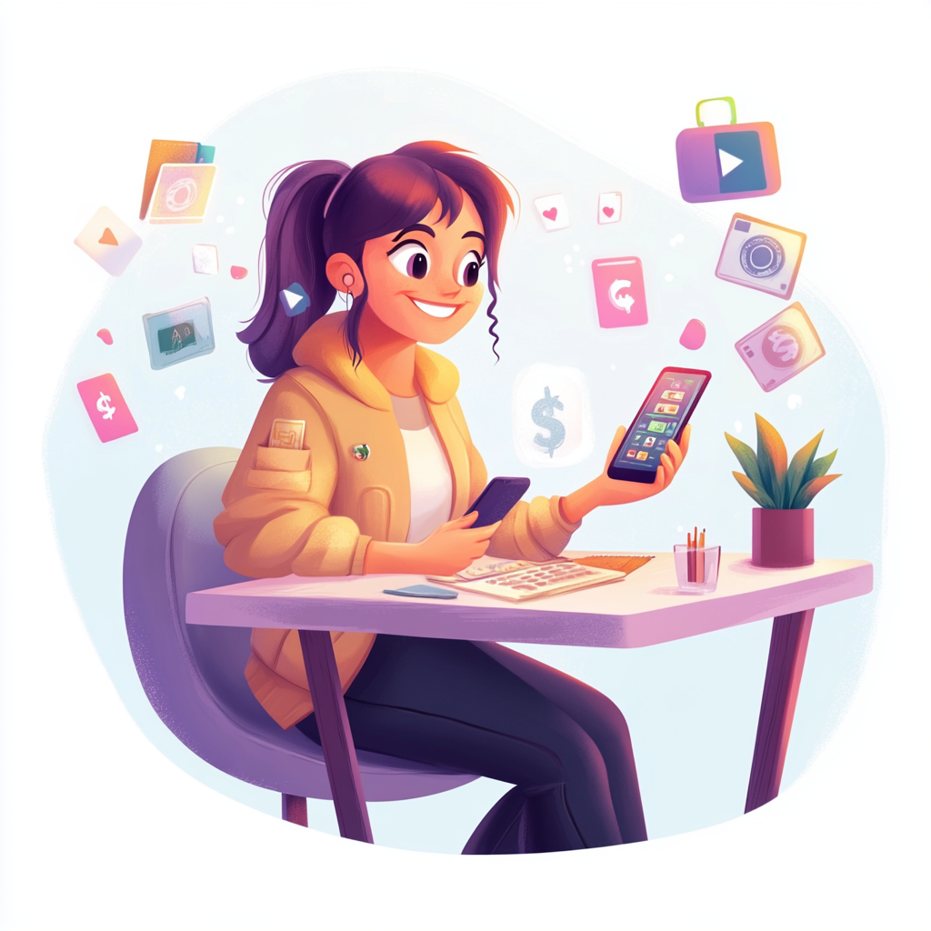 핸드폰으로 부업하는 이미지