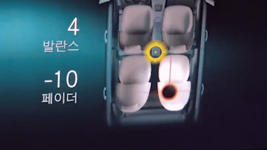 발란스페이더를 손가락으로 자유자래로 이동하면서 조정하는 화면