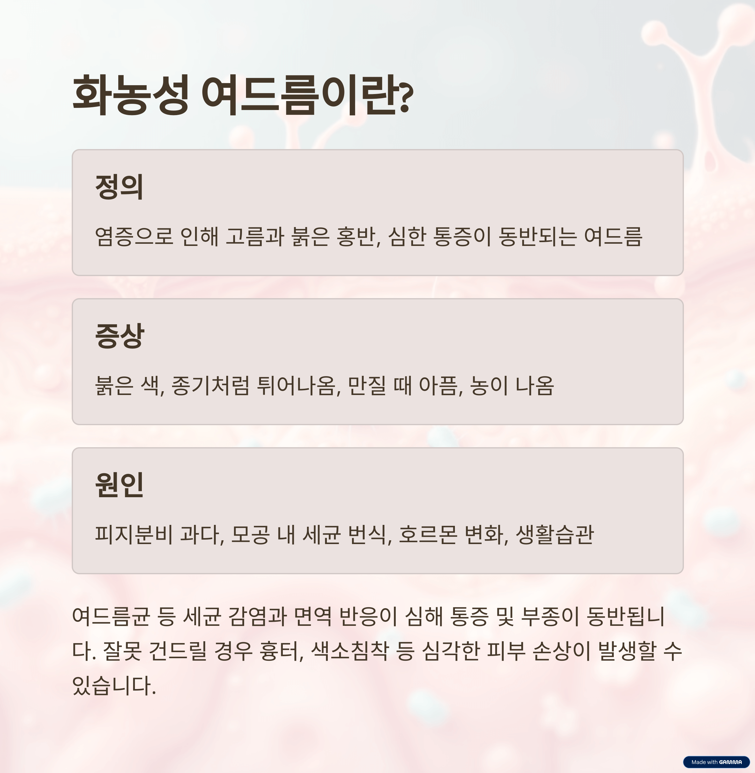화농성 여드름이란? 원인과 특징