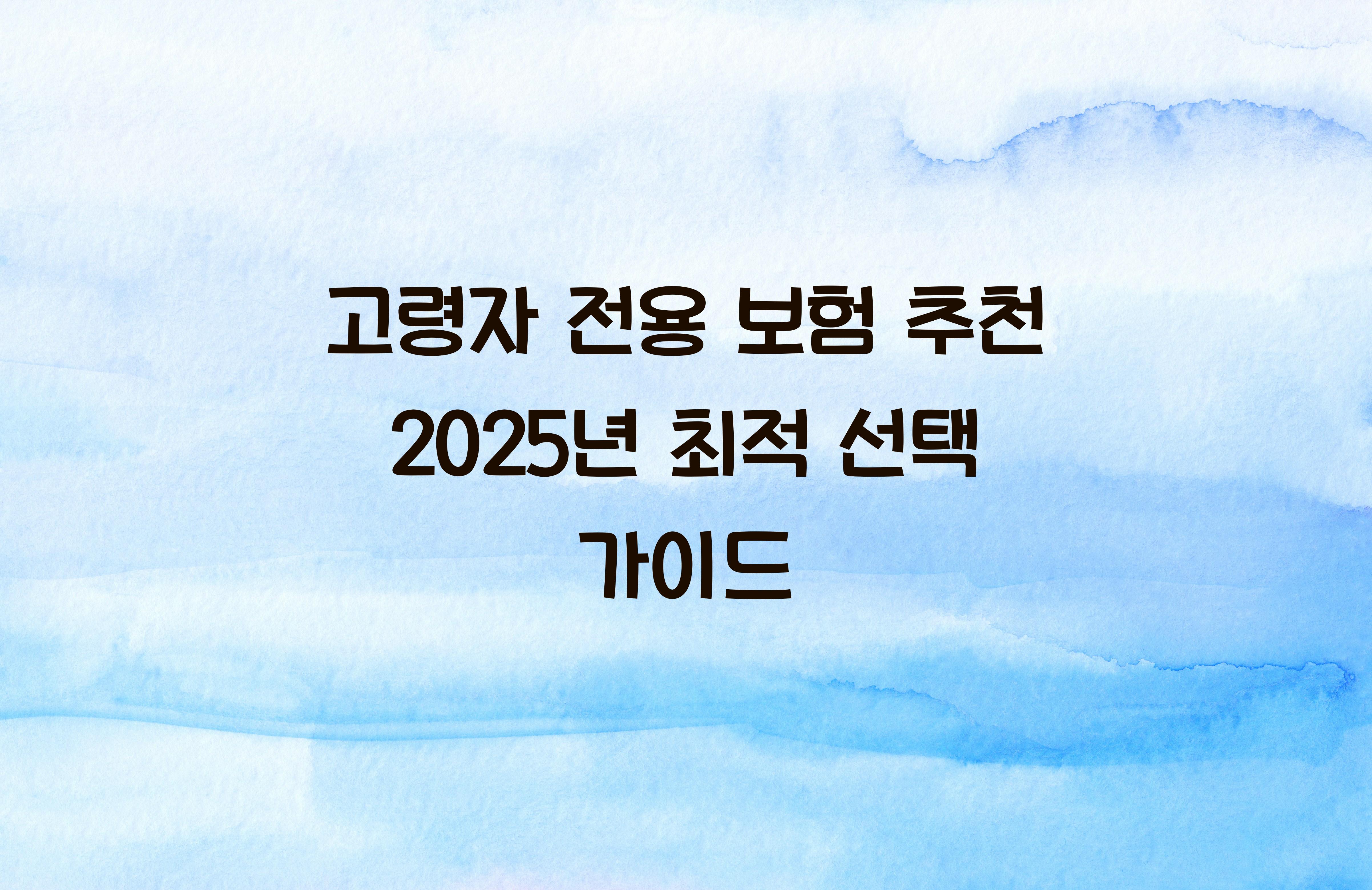 고령자 전용 보험 추천