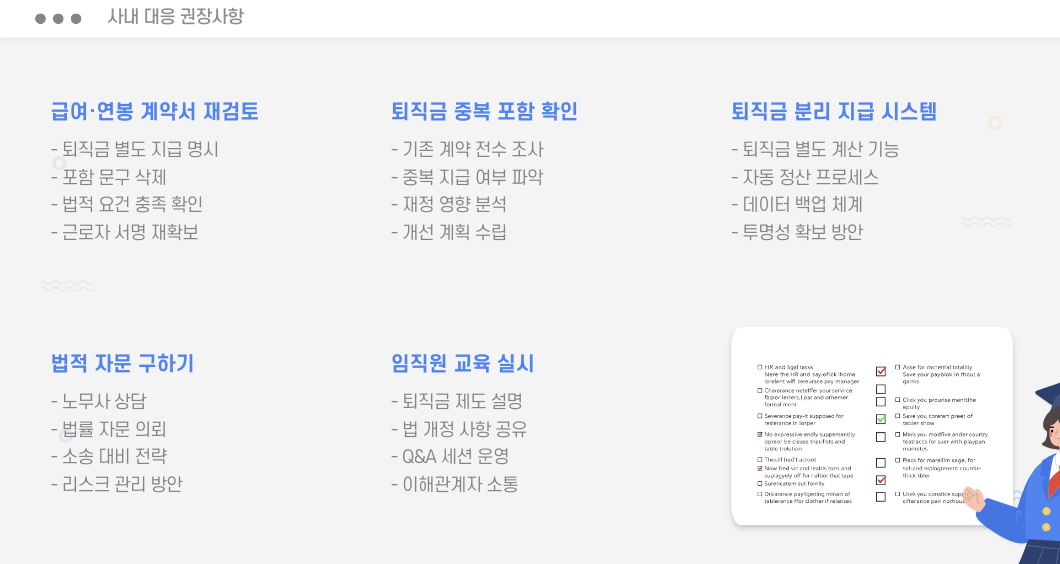 퇴직금 포함 월급제 사내 대응 권장사항