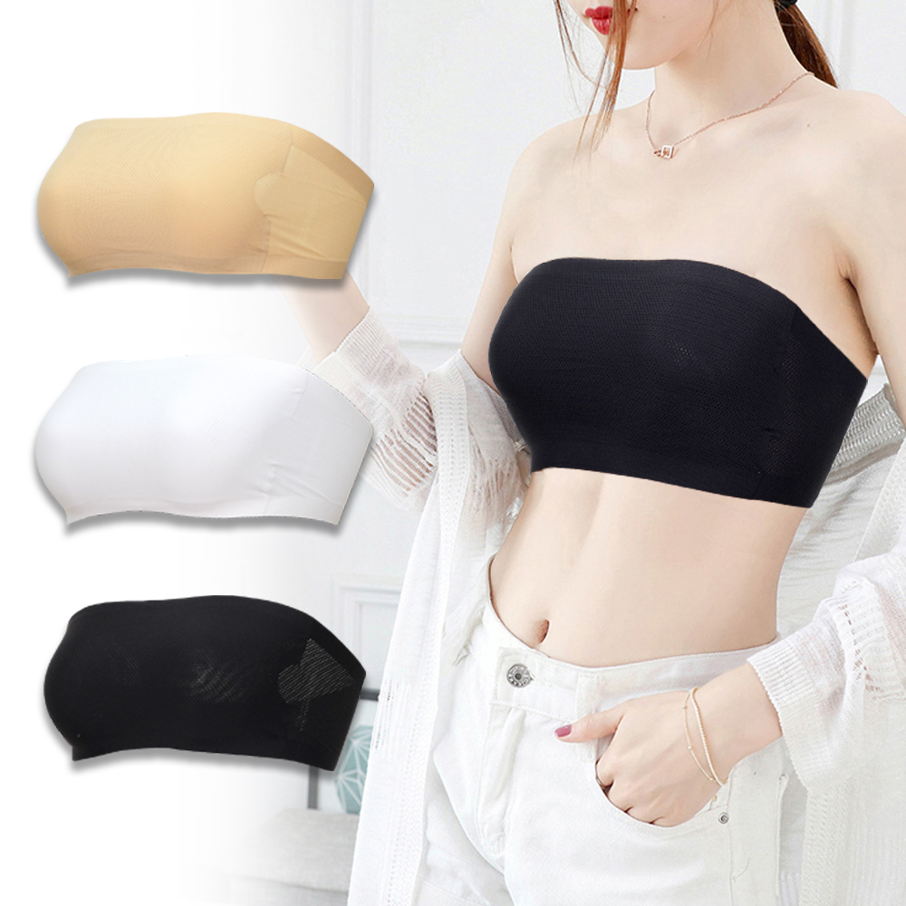 노라인피스 심리스 튜브탑 브라 무봉제 탱크탑 끈없는 브라탑 노와이어 매쉬 오프숄더 스포츠 요가