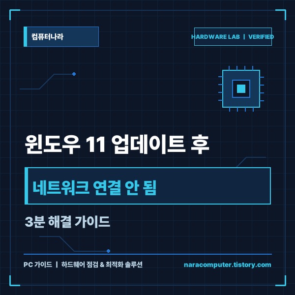 윈도우 11 업데이트 후 네트워크 연결 및 공유 폴더 오류 해결 방법 -