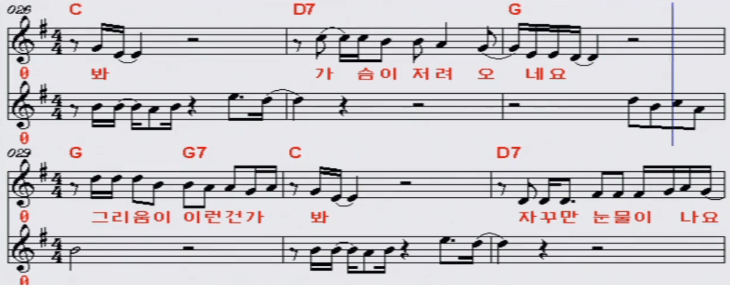 신미래, 재하(나훈아) 아담과 이브처럼 악보 노래방