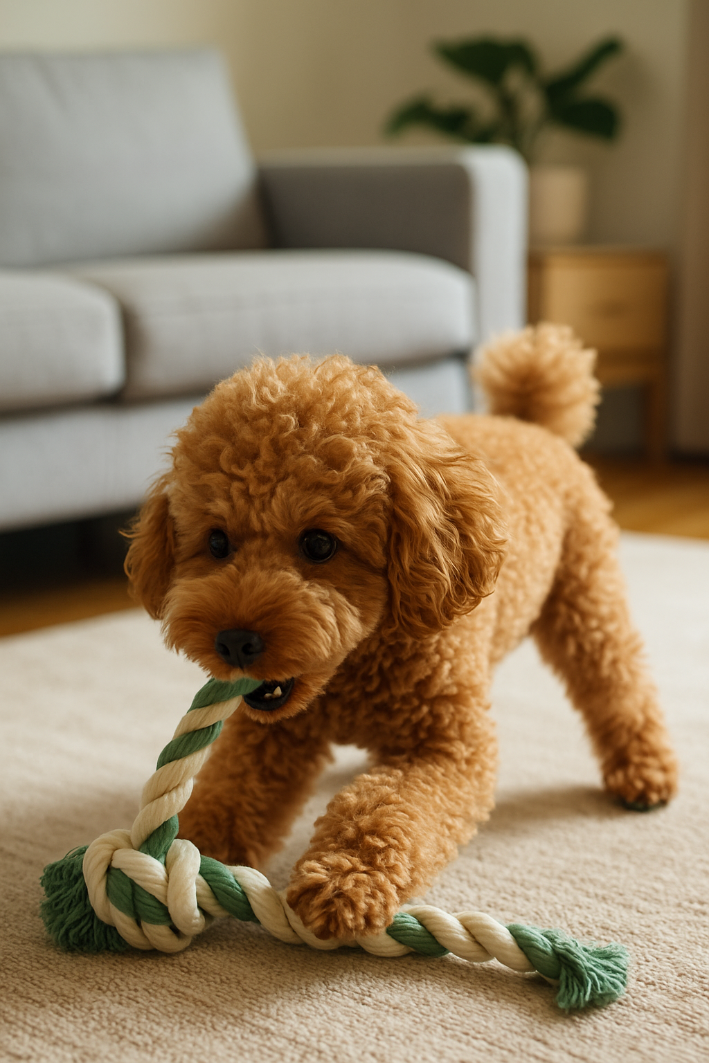 실내에서 놀고있는 강아지