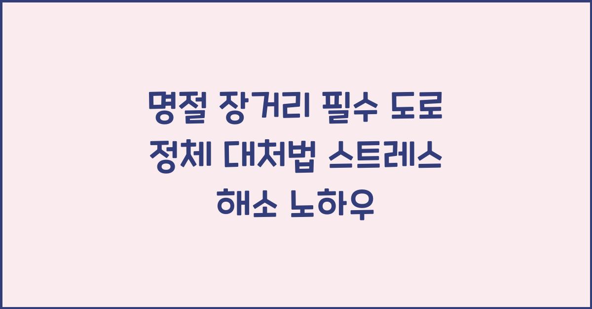 도로 정체 대처법