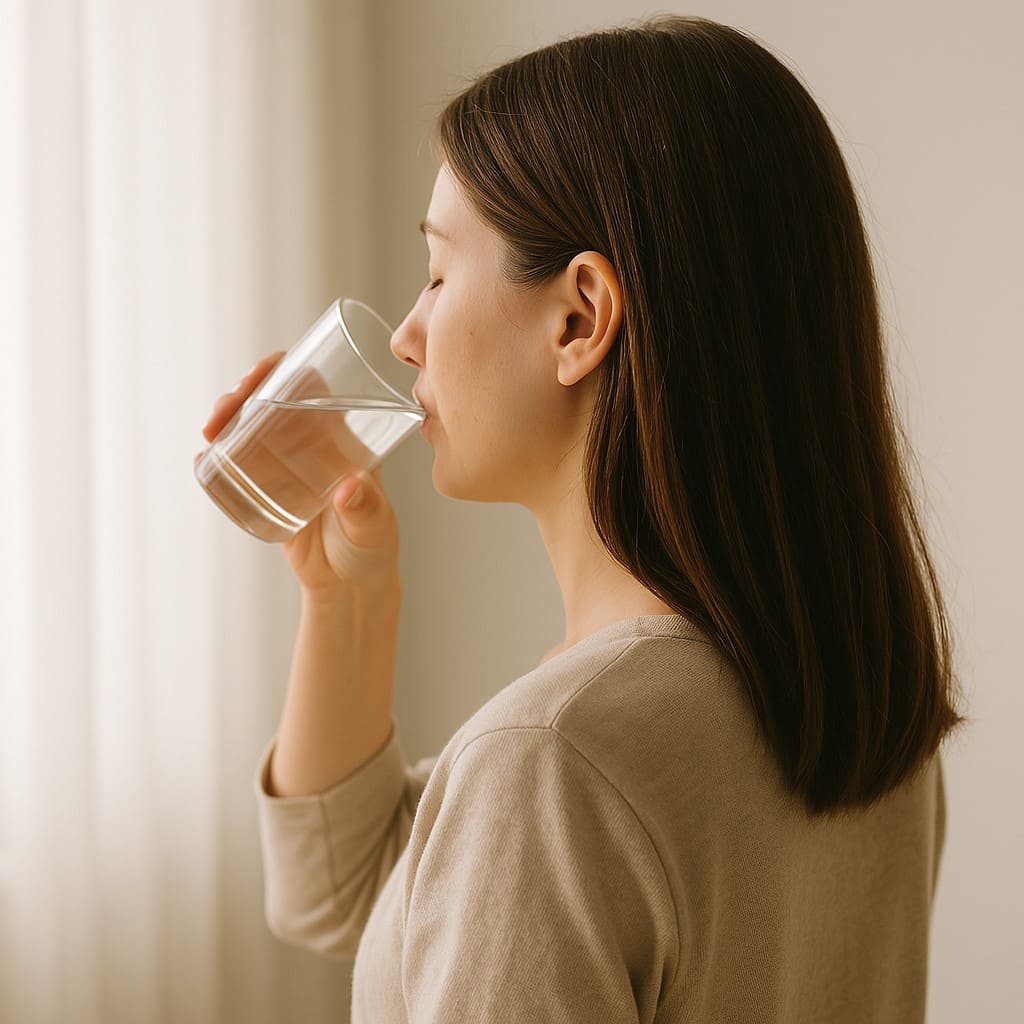 물한잔마시는사람이미지