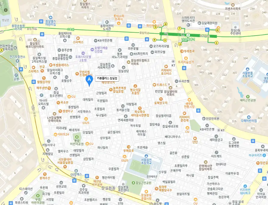 잠실 카툰플러스 위치 지도