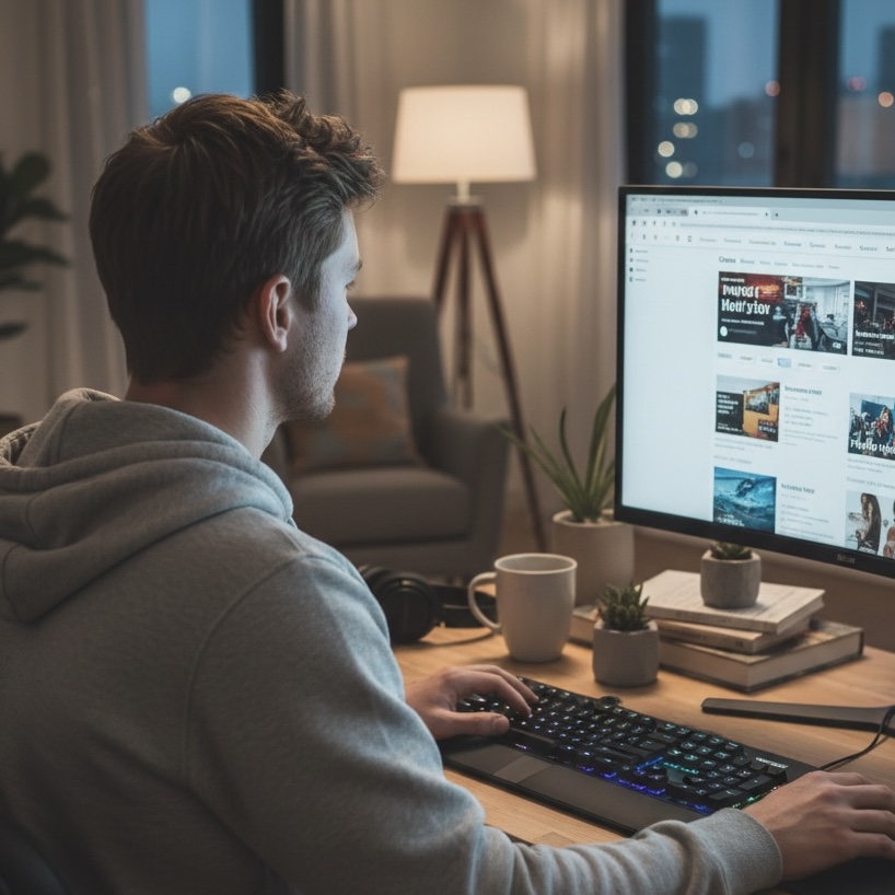 인터넷을 하고 있는 사진