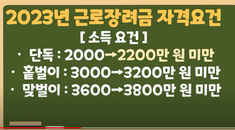2023 근로장려금 소득요건