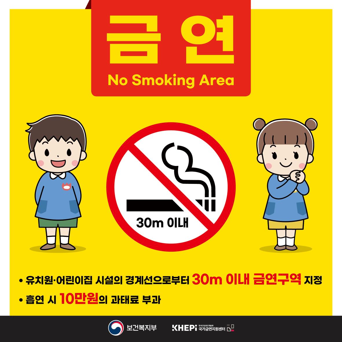 학교 어린이집 주변 금연 흡연 시 과태료