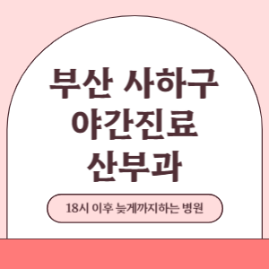 부산 사하구 야간진료 산부인과 병원 (18시 이후 늦게까지하는 병원)