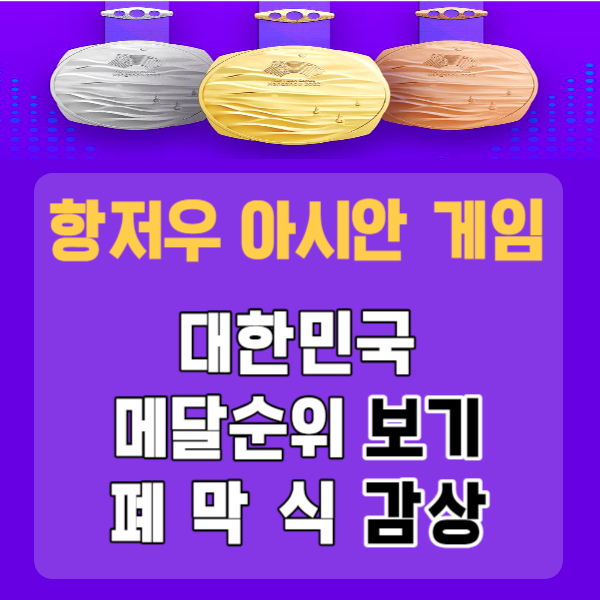 항저우 아시안 게임 폐막식 대한민국 메달 순위 확인