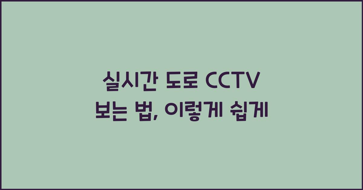 실시간 도로 cctv 보는 법