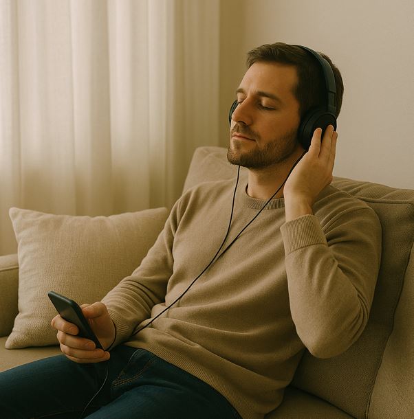 하루를 마무리하는 루틴으로 음악을 감상하고 있다.