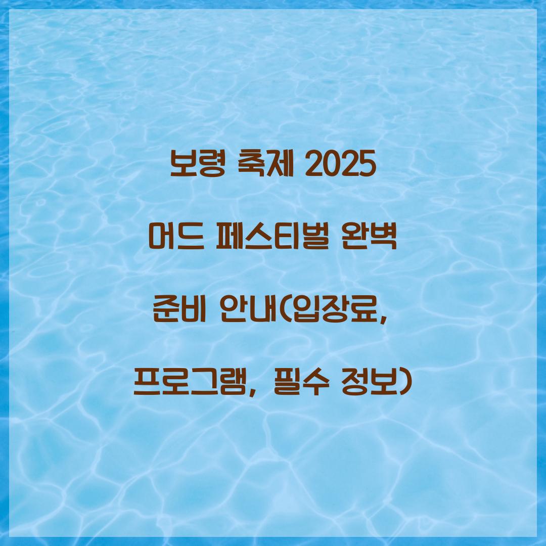 보령 축제 2025 머드 페스티벌