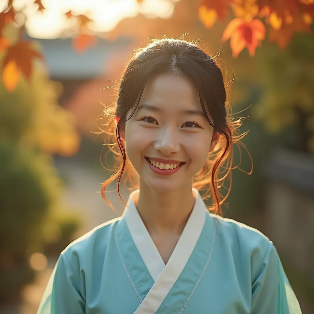 예시) 내가 만든 한복을 곱게 입고 미소 짓는 내 손녀