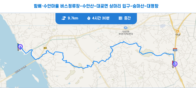 경기둘레길 김포 60코스 지도 함배 수안마을 버스정류장 대명항 날씨 트레킹 등산 걷기길 정보