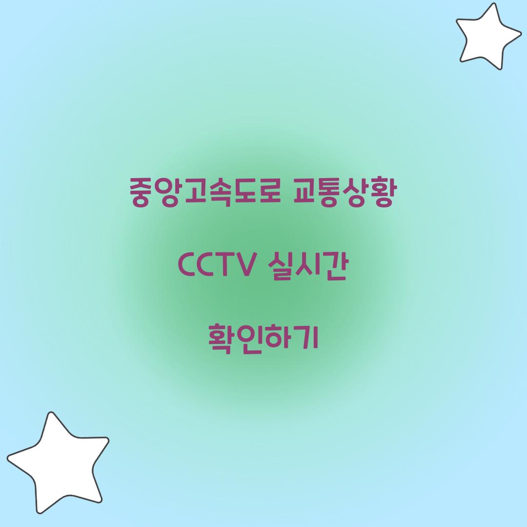중앙고속도로 교통상황 CCTV