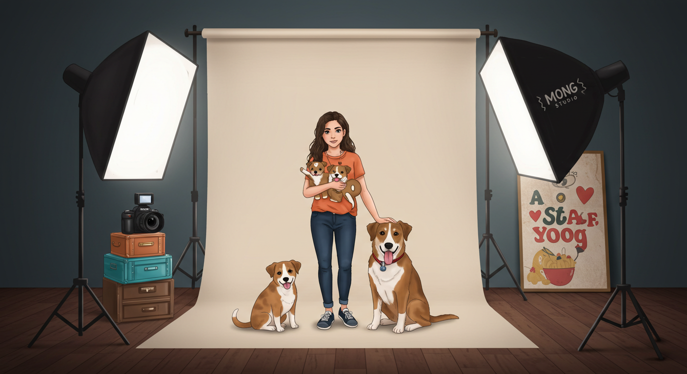 반려견과 함께 자연스러운 사진을 남길 수 있는 멍스튜디오 촬영 장면