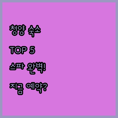 청양 숙소 추천 TOP 5 위치 장점..