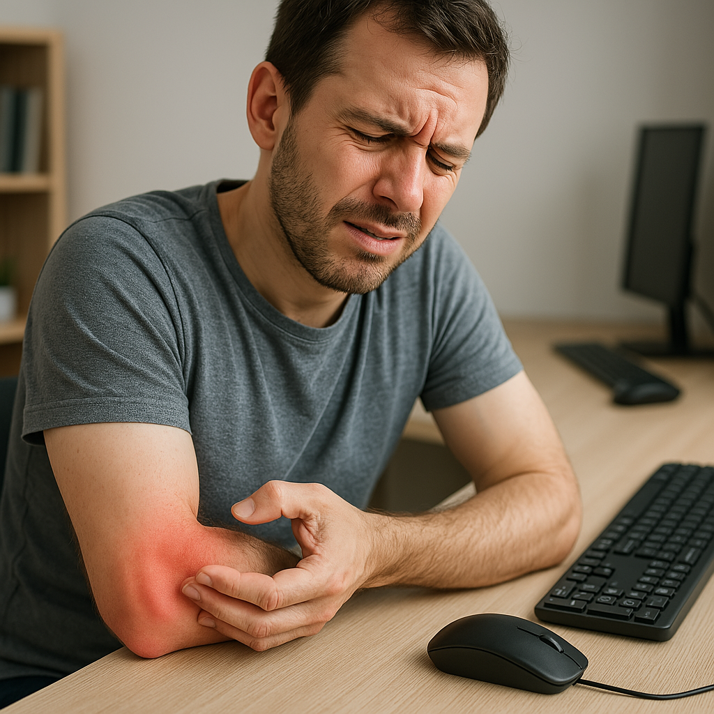 턱골신경포착 팔꿈치에 통증이 있는 사람.