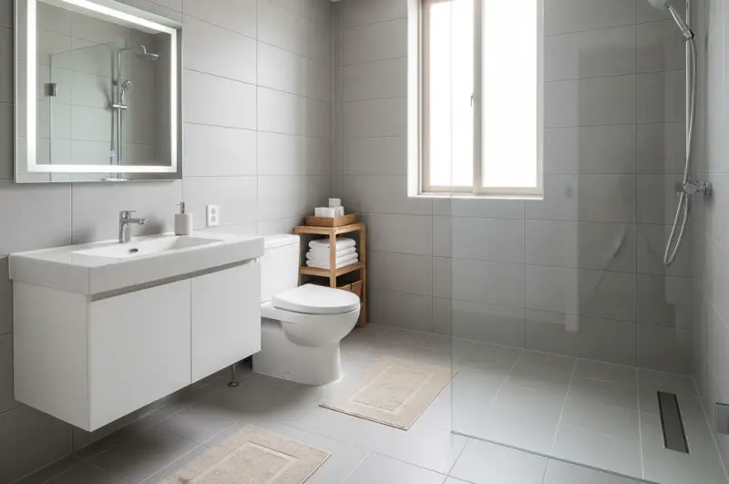 호텔식 욕실 600각 대형 포세린 타일, Large format porcelain tiles modern interior