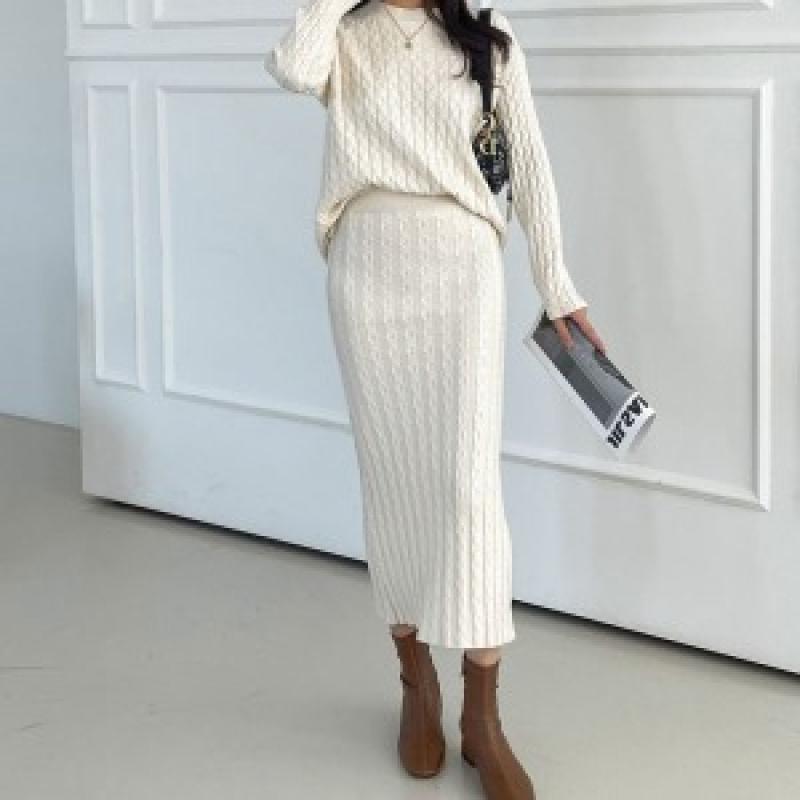 빛나는당신 여성 투피스 꽈배기 니트 스커트 2종