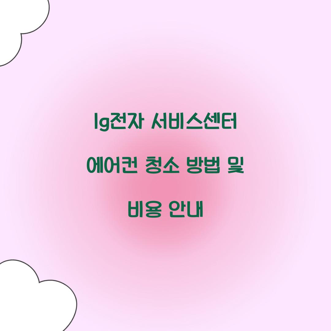 lg전자 서비스센터 에어컨 청소