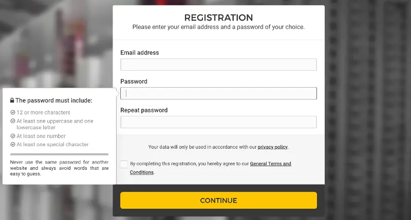 Hetzner 회원가입 페이지 화면