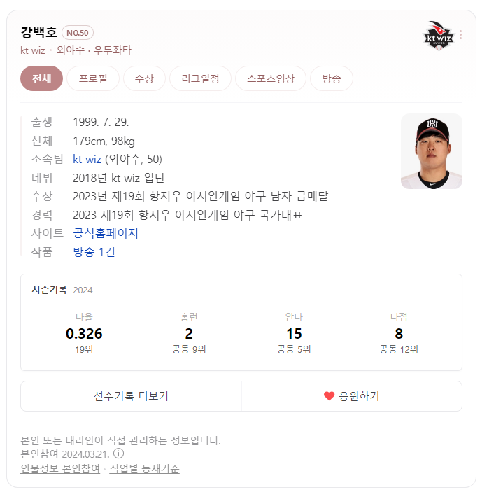 KT WIZ 강백호