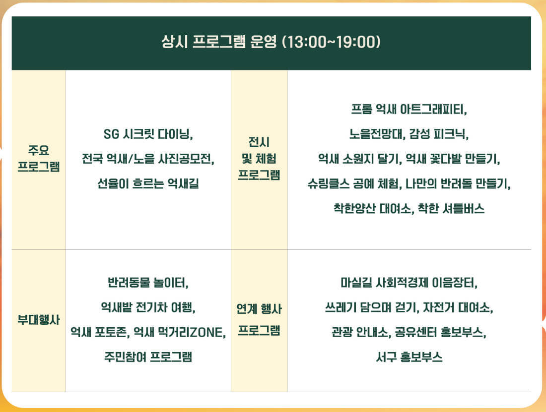 2024 광주 서창 억새 축제 상시 프로그램