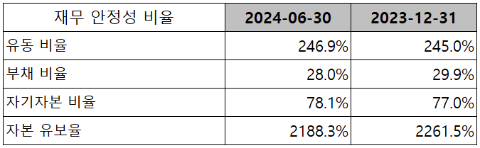 대덕전자 - 재무 안정성 비율