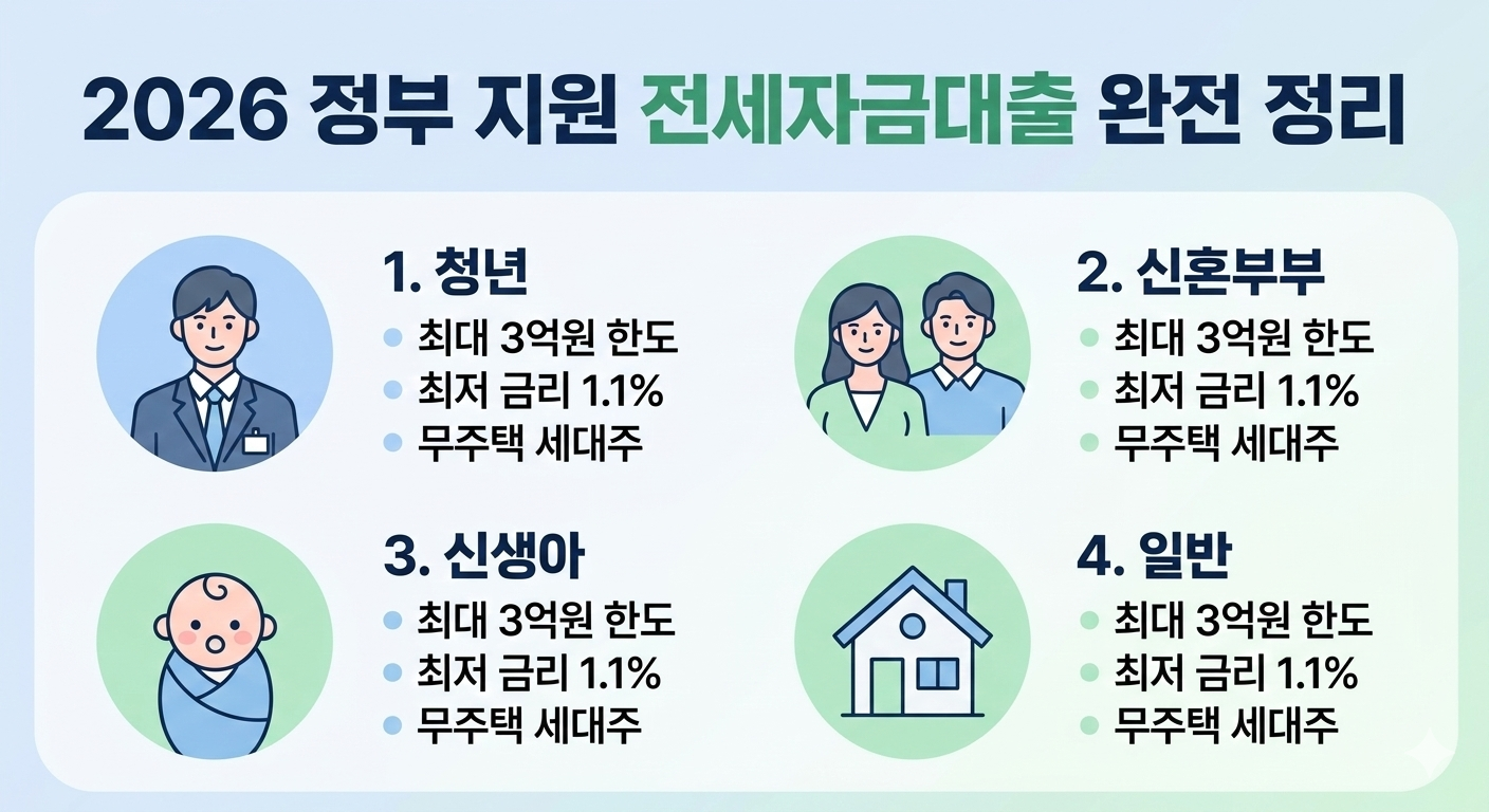 2026 정부 지원 전세자금대출 완전 정리 인포그래픽