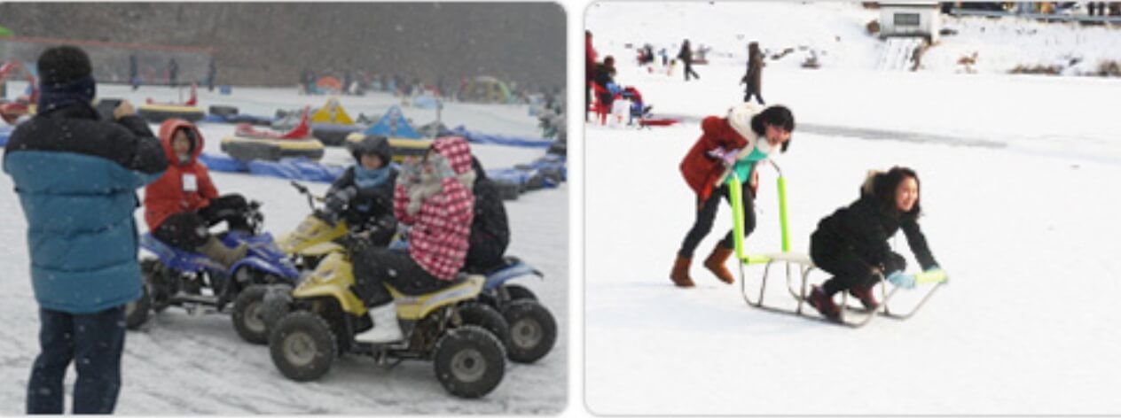 양평 빙어축제, 백동저수지 눈썰매, 백동저수지는 물이 맑은 양평의 깊은 산중에 있습니다.