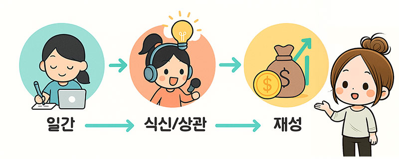 식신&middot;상관에서 재성으로 이어지는 에너지 흐름 차트