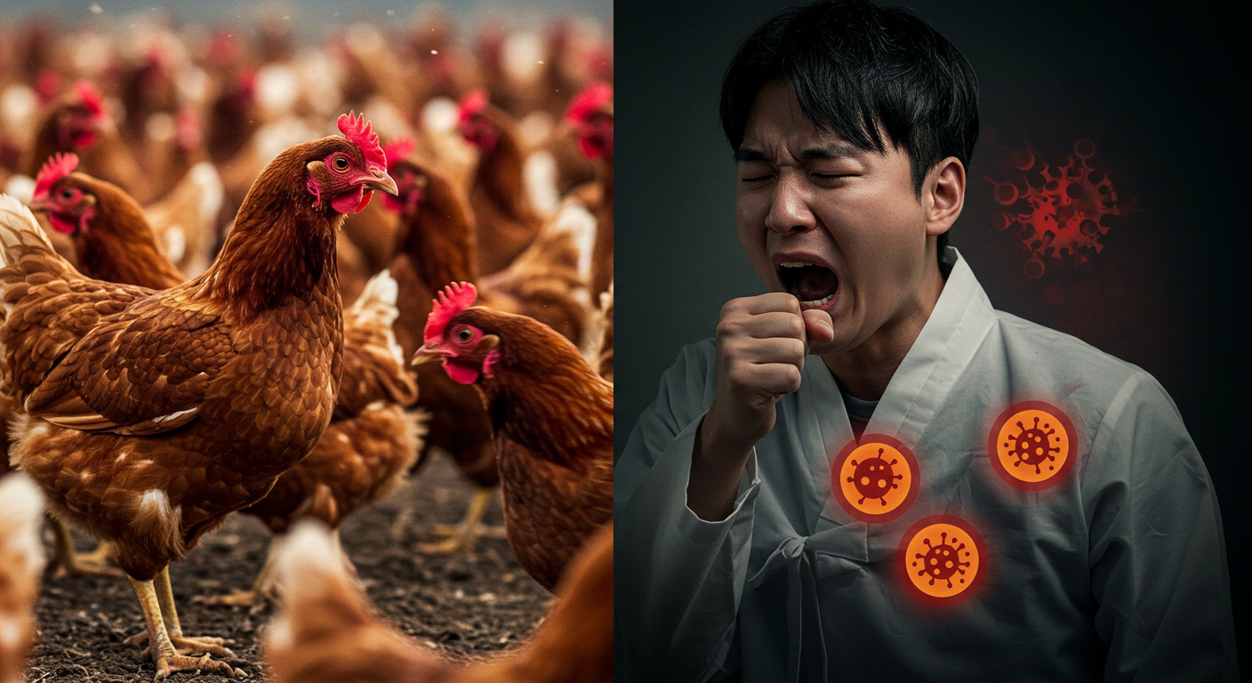 조류인플루엔자 사람 감염 위험성을 표현한 이미지