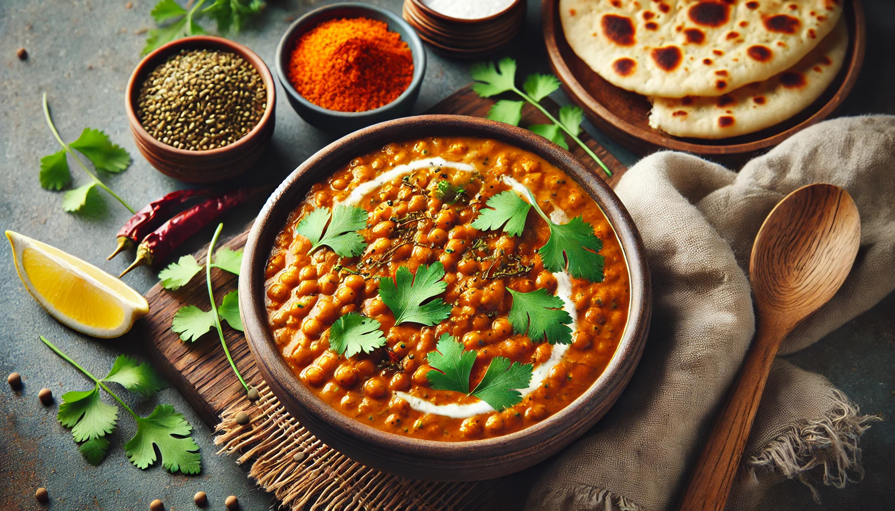 렌틸콩 코코넛 커리 - 신선한 고수로 장식된 깊은 풍미의 인도식 커리